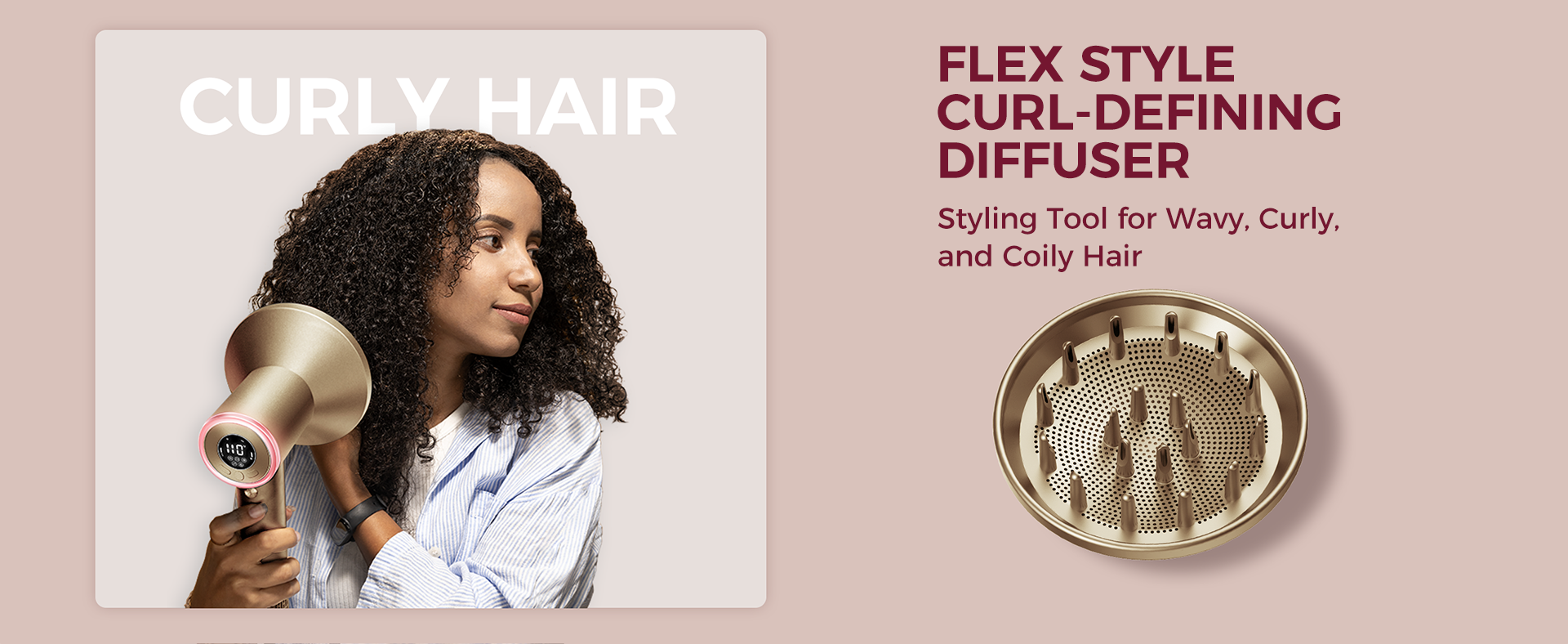 The goolioo high speed hair dryer has a flex style curl-defining diffuser